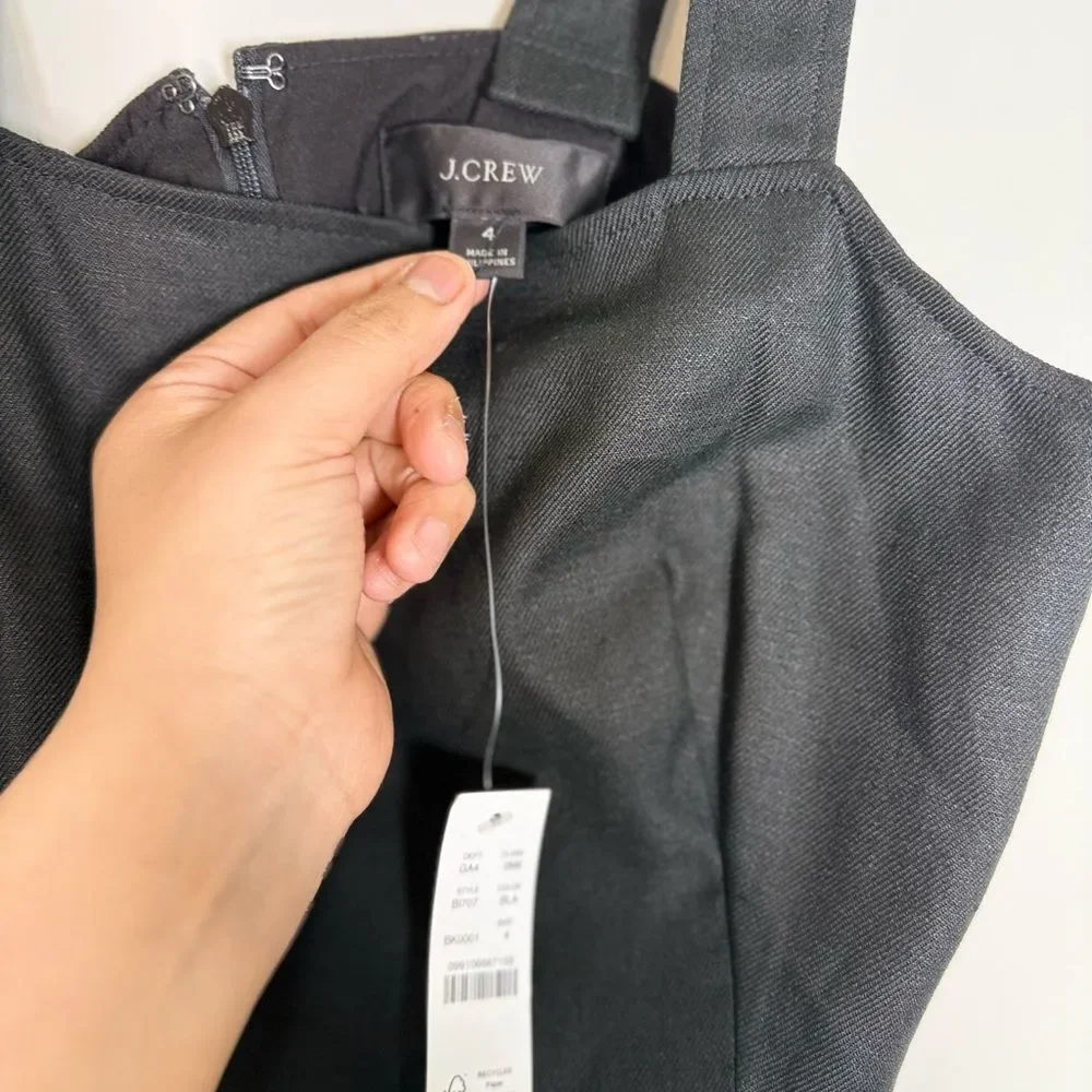J. Crew Squareneck A-line Dress in Stretch Linen Blend NWT SZ 4